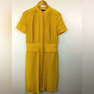 Pleated Short Sleeve Dress Marigold Size 6 NWT MSRP $2500 Belstaff 100% Silk